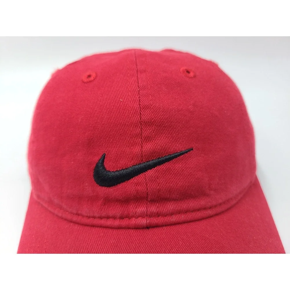 Child Nike Adjustable Hat Cap Swoosh Baseball Outdoors Boy‎ Girl Red Black Logo